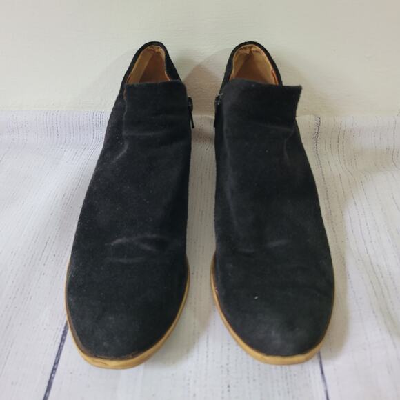 Lucky Brand Size 9.5 Lp Brett Women's Black Suede Leather Side Zip Ankle Boots - Picture 2 of 11